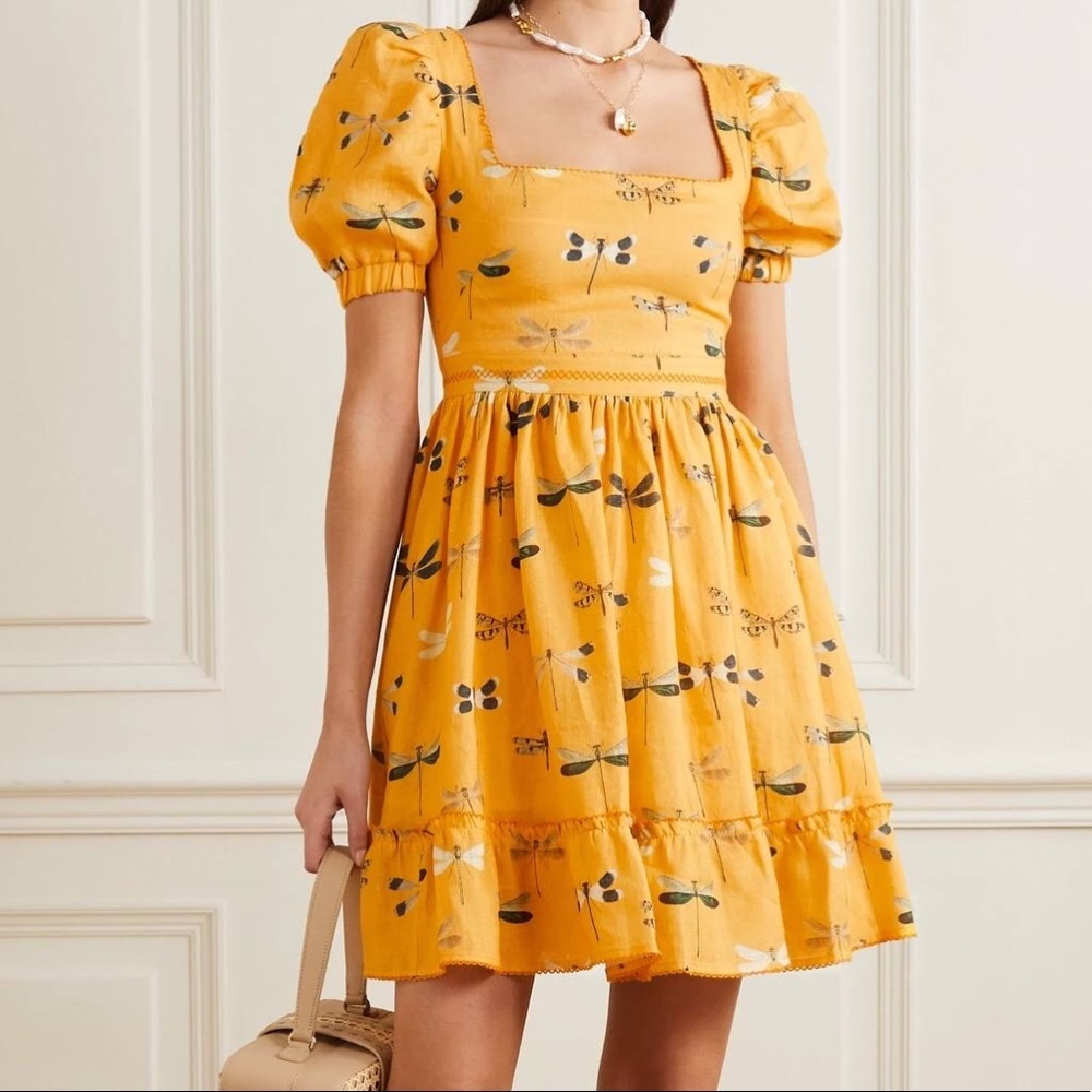 AGUA BY AGUA BENDITA Pomelo Libelulas Yellow Dragonfly Dress